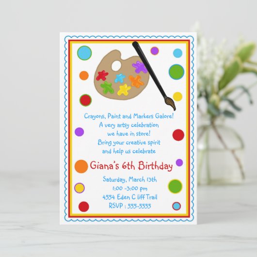 Invitations à la fête d'anniversaire d'Art Paint C (Debout devant)