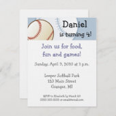 Invitations à la fête d'anniversaire de baseball 4 (Devant / Derrière)