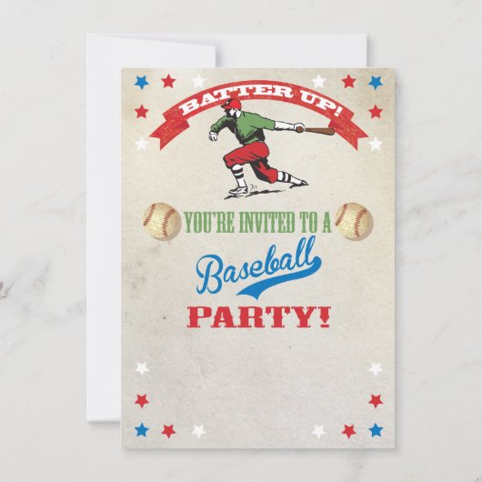 Invitations à la fête d'anniversaire de baseball v (Dos)