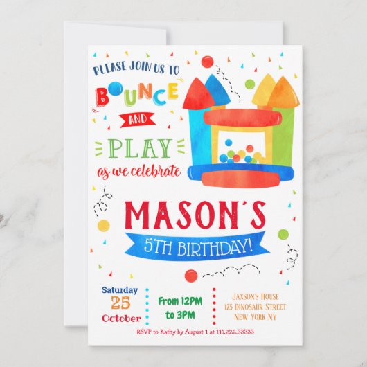 Invitations à la fête d'anniversaire de Bounce Hou (Devant)