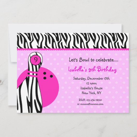 Invitations à la fête d'anniversaire de Bowling (Devant)