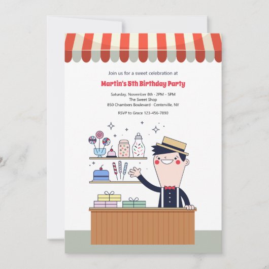 Invitations à la fête d'anniversaire de Candy Man (Devant)