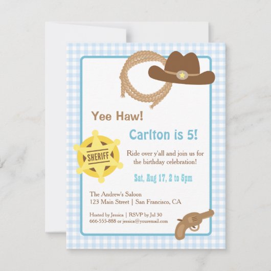 Invitations à la fête d'anniversaire de Cowboy Kid (Devant)
