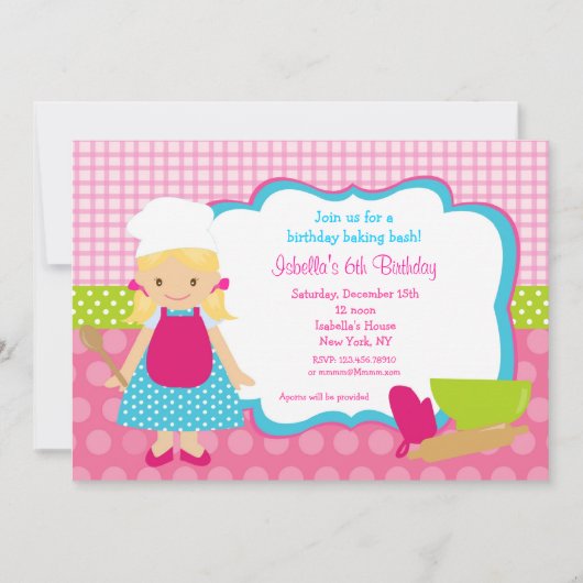 Invitations à la fête d'anniversaire de Cuisine Ba (Devant)