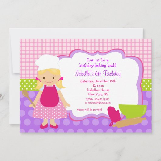 Invitations à la fête d'anniversaire de Cuisine Ba (Devant)