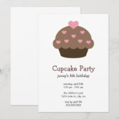 Invitations à la fête d'anniversaire de Cupcake (Devant / Derrière)