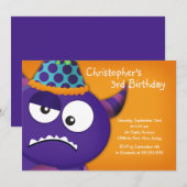 Invitations à la fête d'anniversaire de Cute Monst (Devant / Derrière)
