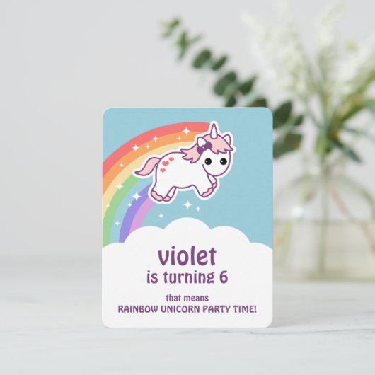 Invitations à la fête d'anniversaire de Cute Rainb (Debout devant)