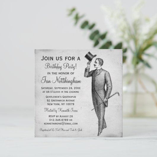 Invitations à la fête d'anniversaire de Dapper Gen (Debout devant)