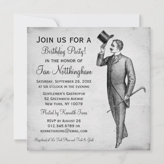 Invitations à la fête d'anniversaire de Dapper Gen (Devant)