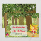 Invitations à la fête d'anniversaire de Fairy Wood (Devant / Derrière)