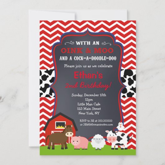 Invitations à la fête d'anniversaire de Farm Barny (Devant)