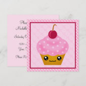 Invitations à la fête d'anniversaire de Kawaii Cup (Devant / Derrière)