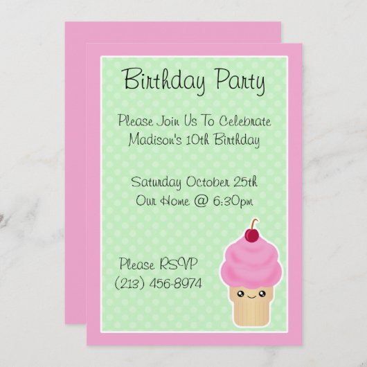 Invitations à la fête d'anniversaire de la Crème d (Devant / Derrière)