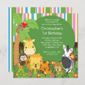 Invitations à la fête d'anniversaire de la Jungle  (Devant / Derrière)