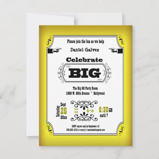 Invitations à la fête d'anniversaire de la lettre (Devant)