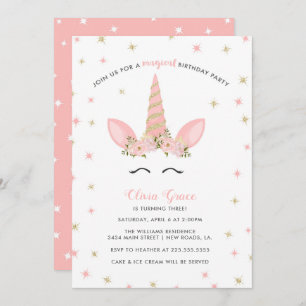 Invitations à la fête d'anniversaire de la licorne