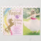 Invitations à la fête d'anniversaire de la licorne (Devant / Derrière)