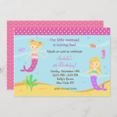 Invitations à la fête d'anniversaire de la Sirène (Devant / Derrière)