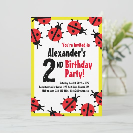 Invitations à la fête d'anniversaire de Lady Bug A (Debout devant)