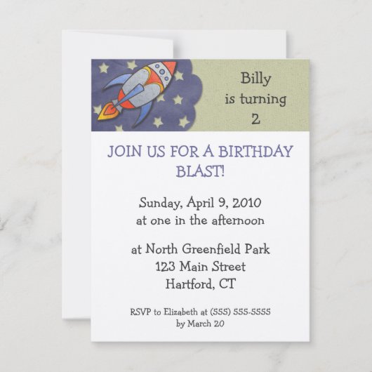 Invitations à la fête d'anniversaire de l'explosio (Devant)