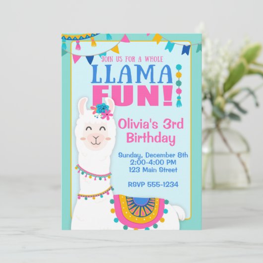 Invitations à la fête d'anniversaire de Llama (Debout devant)
