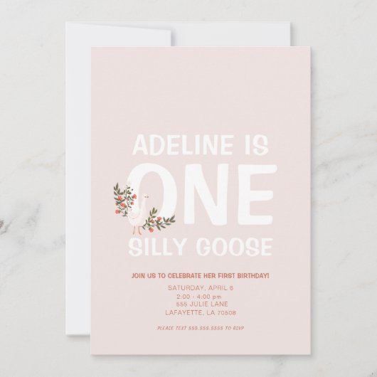 Invitations à la fête d'anniversaire de l'oie bête (Devant)