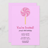 Invitations à la fête d'anniversaire de Lollipop (Devant / Derrière)