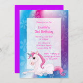 Invitations à la fête d'anniversaire de l'Unicorne (Devant / Derrière)