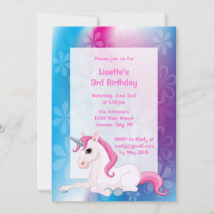 Invitations à la fête d'anniversaire de l'Unicorne