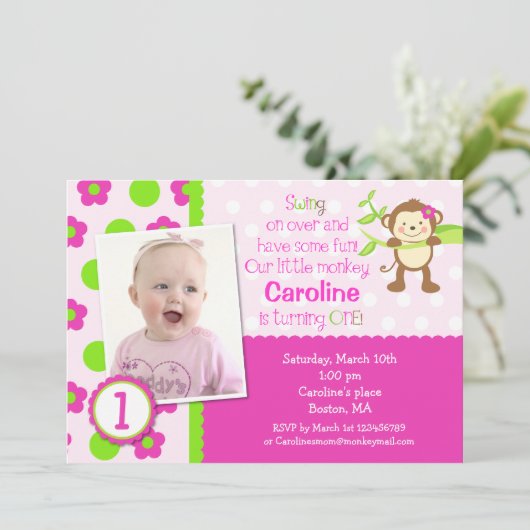 Invitations à la fête d'anniversaire de Mod Monkey (Debout devant)