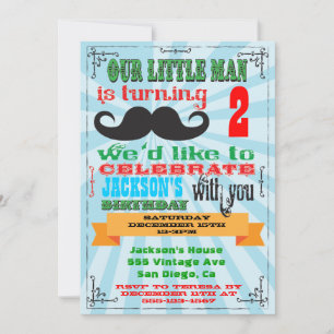 Invitations à la fête d'anniversaire de Mustache