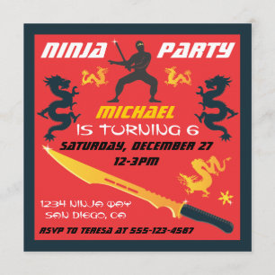 Invitations à la fête d'anniversaire de Ninja