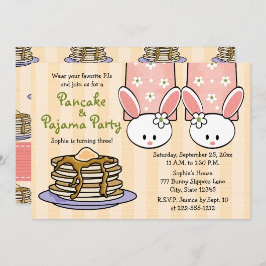 Invitations à la fête d'anniversaire de Pancake et (Devant / Derrière)