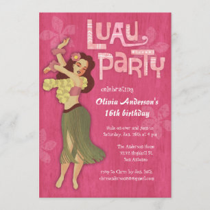 Invitations à la fête d'anniversaire de Pink Luau