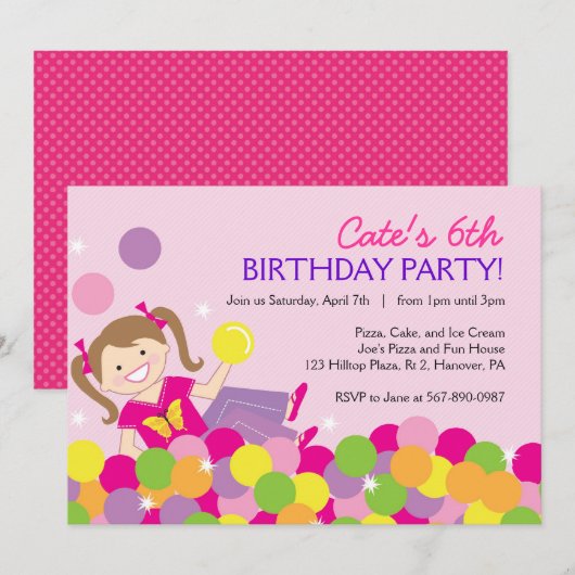 Invitations à la fête d'anniversaire de Pit Ball (Devant / Derrière)