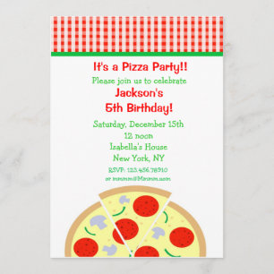 Invitations à la fête d'anniversaire de Pizza