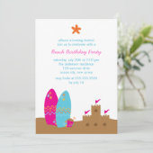 Invitations à la fête d'anniversaire de plage (Debout devant)