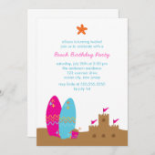 Invitations à la fête d'anniversaire de plage (Devant / Derrière)