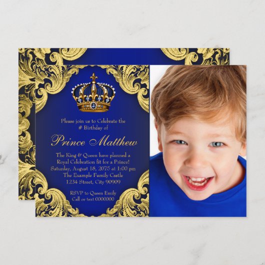 Invitations à la fête d'anniversaire de Prince (Devant / Derrière)