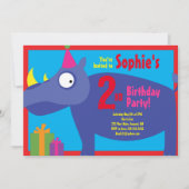 Invitations à la fête d'anniversaire de Rhino Anim (Devant)