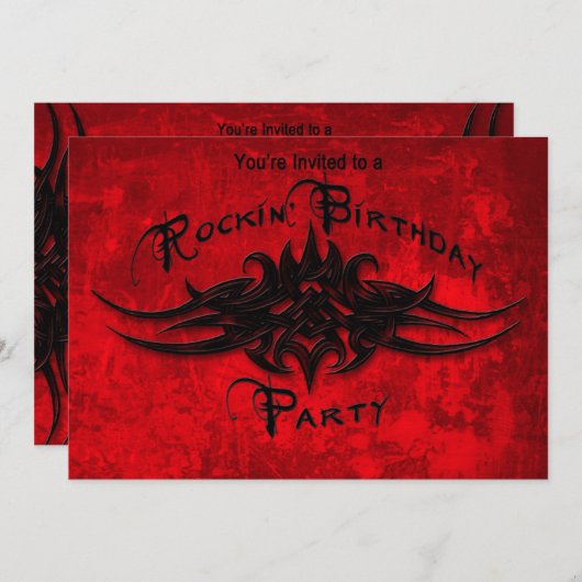 INVITATIONS À LA FÊTE D'ANNIVERSAIRE DE ROCKIN - R (Devant / Derrière)