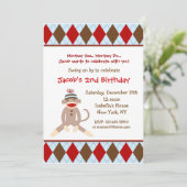 Invitations à la fête d'anniversaire de Sock Monke (Debout devant)