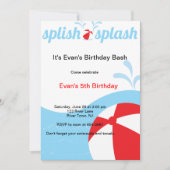 Invitations à la fête d'anniversaire de Splish Spl (Devant)