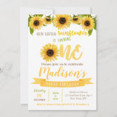 Invitations à la fête d'anniversaire de Sunflower (Devant)