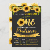 Invitations à la fête d'anniversaire de Sunflower (Devant / Derrière)