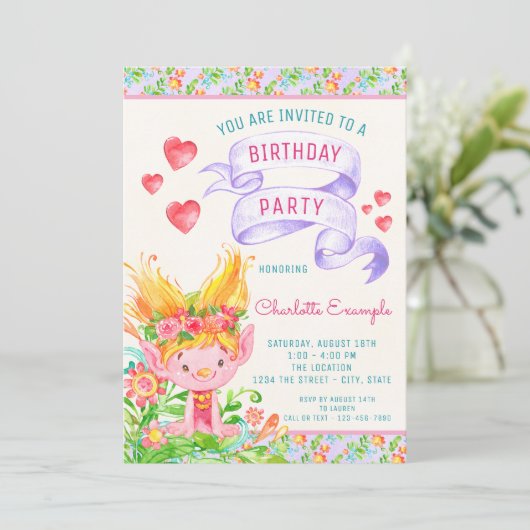 Invitations à la fête d'anniversaire de Troll (Debout devant)