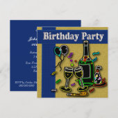 Invitations à la fête d'anniversaire des adultes (Devant / Derrière)