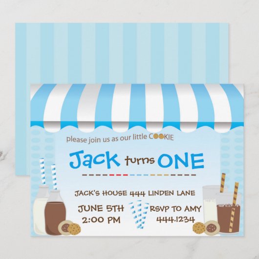 Invitations à la fête d'anniversaire des biscuits  (Devant / Derrière)