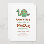 Invitations à la fête d'anniversaire des dinosaure (Devant / Derrière)